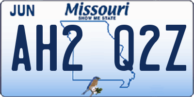 MO license plate AH2Q2Z