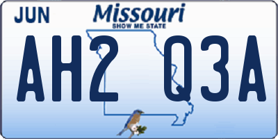 MO license plate AH2Q3A