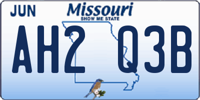 MO license plate AH2Q3B