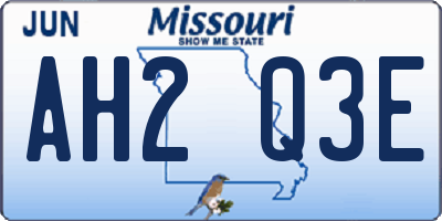 MO license plate AH2Q3E