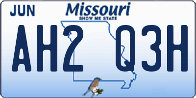 MO license plate AH2Q3H