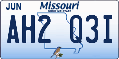 MO license plate AH2Q3I