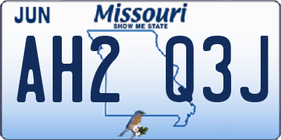 MO license plate AH2Q3J