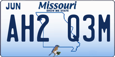 MO license plate AH2Q3M