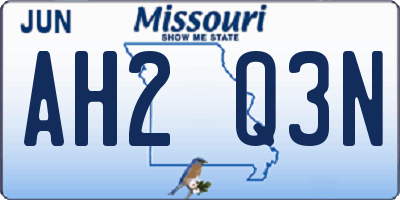 MO license plate AH2Q3N