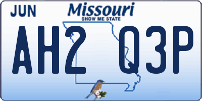 MO license plate AH2Q3P