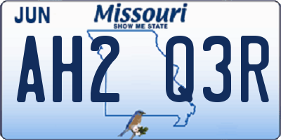 MO license plate AH2Q3R