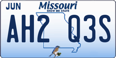 MO license plate AH2Q3S