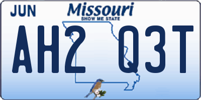 MO license plate AH2Q3T