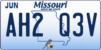 MO license plate AH2Q3V