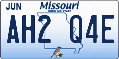 MO license plate AH2Q4E