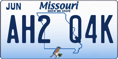 MO license plate AH2Q4K