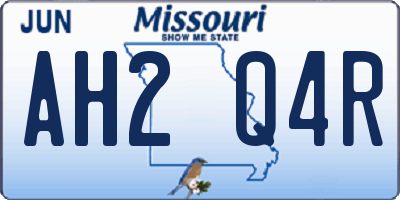 MO license plate AH2Q4R