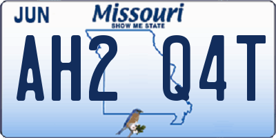 MO license plate AH2Q4T