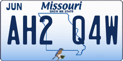 MO license plate AH2Q4W