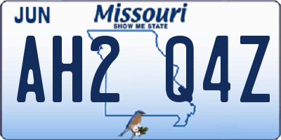 MO license plate AH2Q4Z