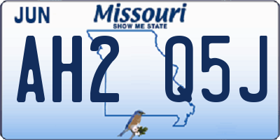 MO license plate AH2Q5J