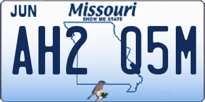 MO license plate AH2Q5M