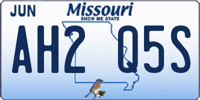 MO license plate AH2Q5S