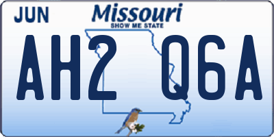 MO license plate AH2Q6A