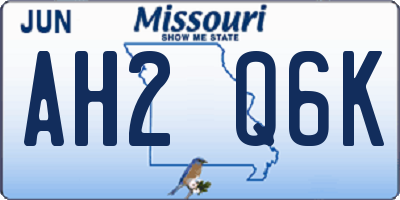 MO license plate AH2Q6K