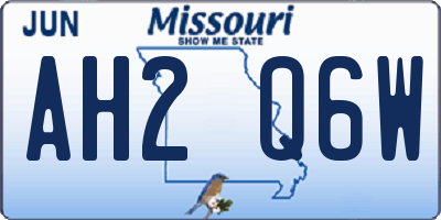 MO license plate AH2Q6W