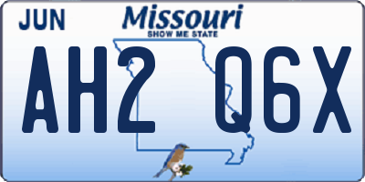 MO license plate AH2Q6X