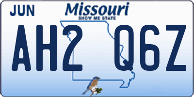 MO license plate AH2Q6Z