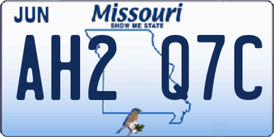 MO license plate AH2Q7C