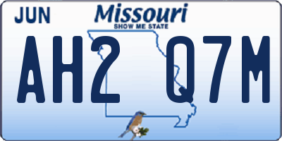 MO license plate AH2Q7M