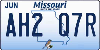 MO license plate AH2Q7R