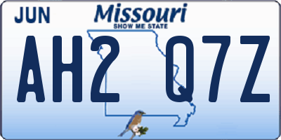 MO license plate AH2Q7Z