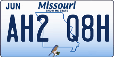 MO license plate AH2Q8H