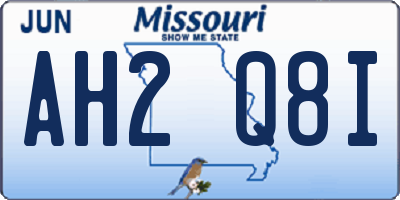 MO license plate AH2Q8I