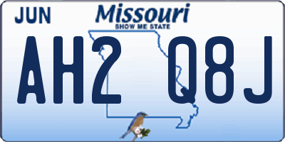 MO license plate AH2Q8J