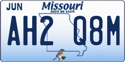 MO license plate AH2Q8M