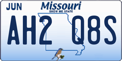 MO license plate AH2Q8S