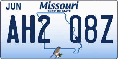 MO license plate AH2Q8Z