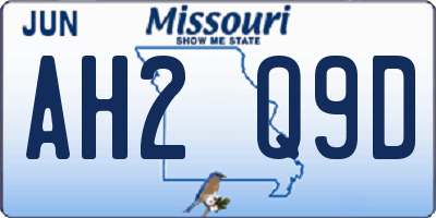 MO license plate AH2Q9D