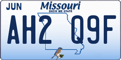 MO license plate AH2Q9F