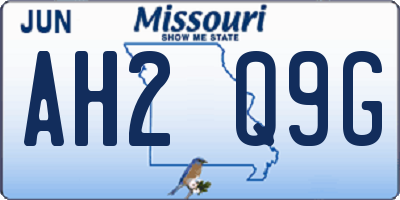 MO license plate AH2Q9G