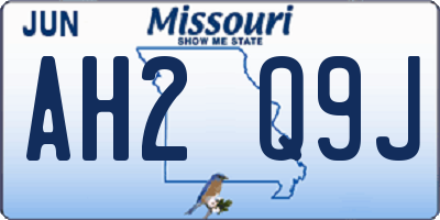 MO license plate AH2Q9J