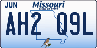 MO license plate AH2Q9L