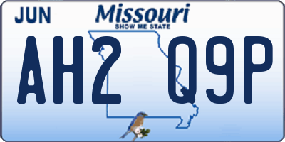 MO license plate AH2Q9P