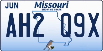 MO license plate AH2Q9X