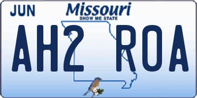 MO license plate AH2R0A