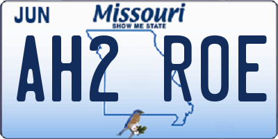 MO license plate AH2R0E