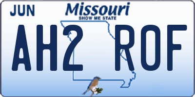 MO license plate AH2R0F