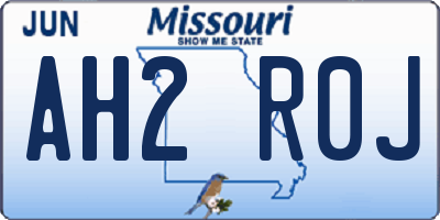 MO license plate AH2R0J