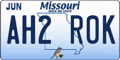 MO license plate AH2R0K